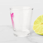 Roze lint ze maakt de knoop bruidsfeest  shot glas (Rechts)