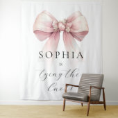 Roze lint ze maakt de knoop bruidsfeest wandkleed (In situ)