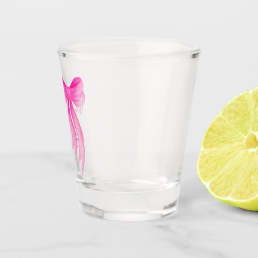 Roze lint ze maakt de knoop Trouw Bruidsmeisjesfee Shot Glas (Rechts)
