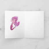 Roze lint Zeemeermin Wenskaart Kaart (Binnen)
