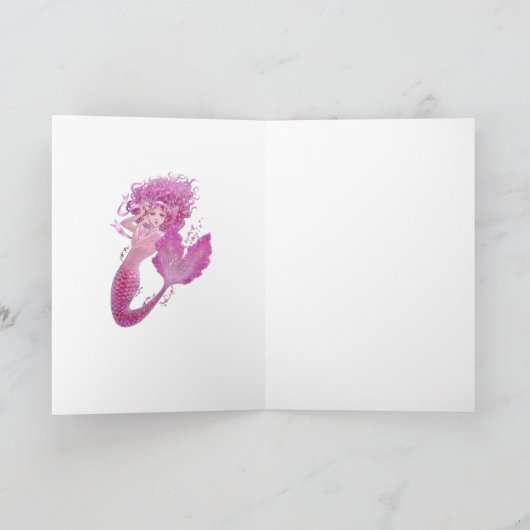 Roze lint Zeemeermin Wenskaart Kaart (Binnen)