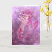 Roze lint Zeemeermin Wenskaart Kaart (Gele Bloem)