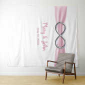 Roze lint zilveren oneindigheid trouw achtergrond wandkleed (In Situ (horizontaal))