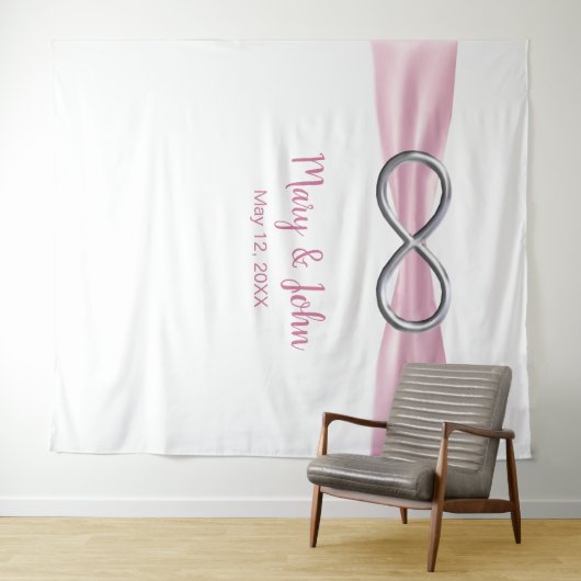 Roze lint zilveren oneindigheid trouw achtergrond wandkleed (In Situ (horizontaal))