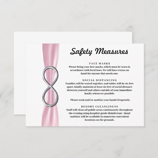 Roze lint Zilveren Oneindigheid Veiligheidsmaatreg Informatiekaartje (Voorkant / Achterkant)