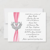 Roze Lint Zilveren Zwanen Bruidsdouche Uitnodiging (Voorkant)