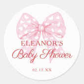 Roze lint zoete baby shower favor ronde sticker (Voorkant)