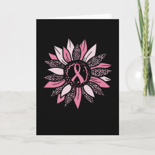 Roze lint Zonnebloem Borstkanker Bewustzijnscadeau Kaart