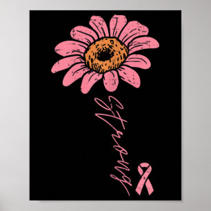 Roze Lint Zonnebloem Sterke Borstkanker Awarene Poster