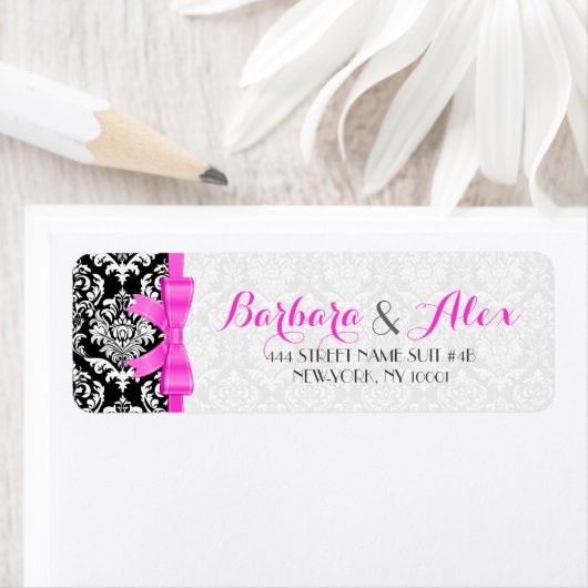 Roze lint zwart en witte doekjes 2 etiket (Insitu)