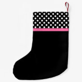Roze lint zwart-wit polaire dots Patroonnaam Kleine Kerstsok (Achterkant)