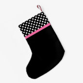Roze lint zwart-wit polaire dots Patroonnaam Kleine Kerstsok (Achterkant (Hangend))