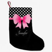 Roze lint zwart-wit polaire dots Patroonnaam Kleine Kerstsok (Voorkant)