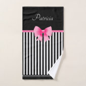 Roze lint zwart-wit Stripes Patroonnaam Bad Handdoek (Handdoek)