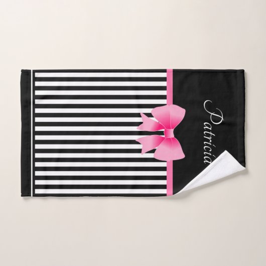 Roze lint zwart-wit Stripes Patroonnaam Bad Handdoek (Handdoek)