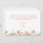 Roze lintbloemblaadjes & Prosecco Blush Bruidsmeis Bedankkaart (Achterkant)