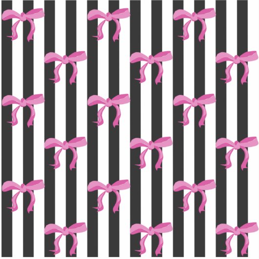 Roze lintbogen op zwarte en witte strepen sticker (Voorkant)