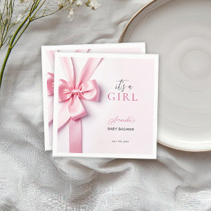 Roze lintboog baby shower Het is een meisje Servet