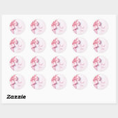 Roze lintboog bedankt ronde sticker (Vel)
