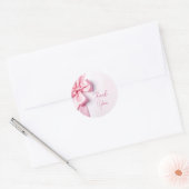 Roze lintboog bedankt ronde sticker (Envelop)
