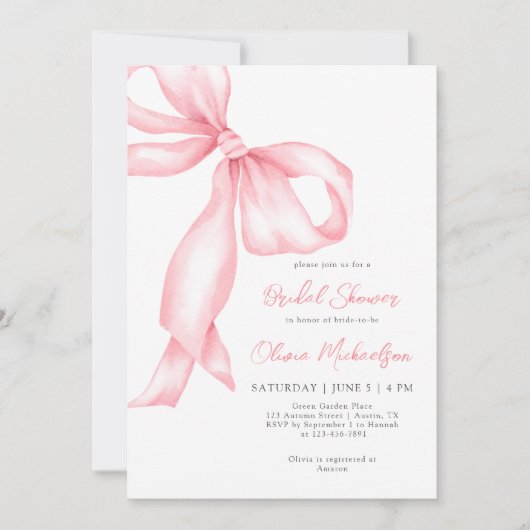 Roze lintboog Floral Coquette Vrijgezellenfeest Kaart (Voorkant)