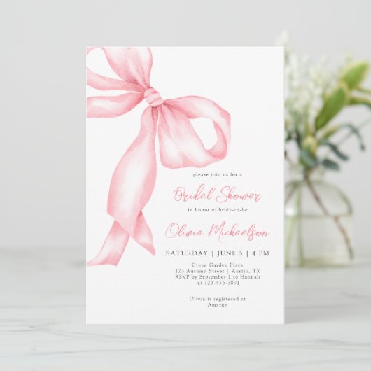 Roze lintboog Floral Coquette Vrijgezellenfeest Kaart (Staand voorkant)