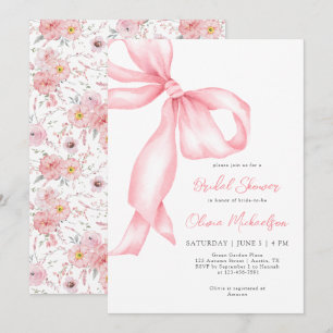 Roze lintboog Floral Coquette Vrijgezellenfeest Kaart