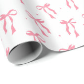 Roze lintboogpatroon wit cadeaupapier (Rol Hoek)