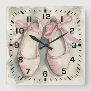 Roze linten balletflats in pasteltinten vierkante klok