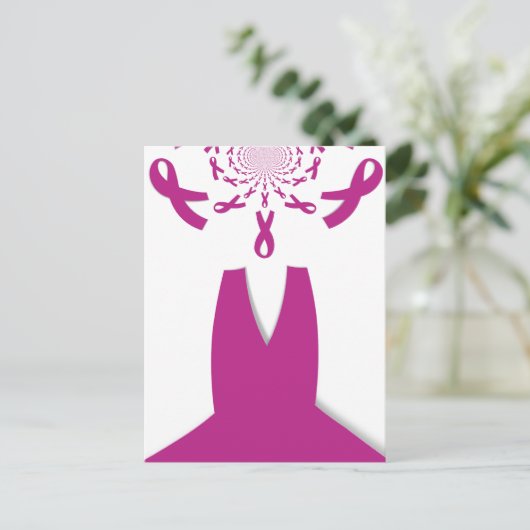 Roze linten Borstkanker Bewustzijn Art Print Briefkaart (Staand voorkant)