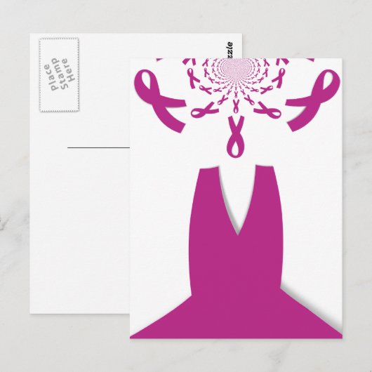 Roze linten Borstkanker Bewustzijn Art Print Briefkaart (Voorkant / Achterkant)