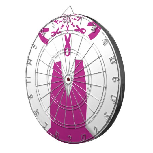 Roze linten Borstkanker Bewustzijn Art Print Dartbord (Voorkant Rechts)