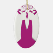 Roze linten Borstkanker Bewustzijn Art Print Keramisch Ornament (Rechts)