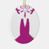 Roze linten Borstkanker Bewustzijn Art Print Keramisch Ornament (Rechts)