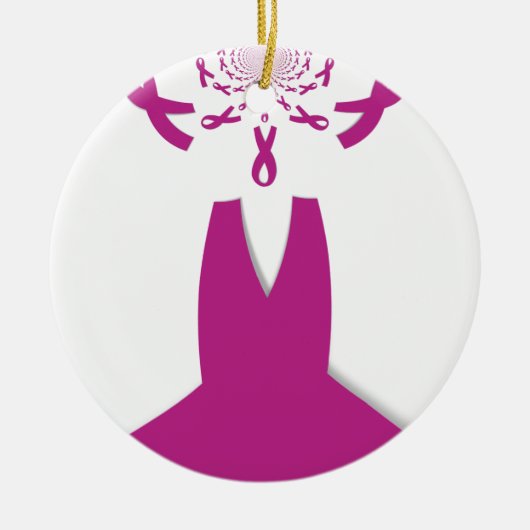 Roze linten Borstkanker Bewustzijn Art Print Keramisch Ornament (Voorkant)