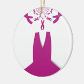 Roze linten Borstkanker Bewustzijn Art Print Keramisch Ornament (Links)