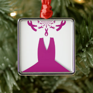 Roze linten Borstkanker Bewustzijn Art Print Metalen Ornament