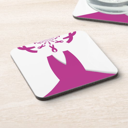 Roze linten Borstkanker Bewustzijn Art Print Onderzetter (Linkerzijde)
