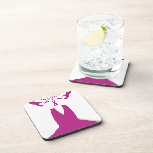 Roze linten Borstkanker Bewustzijn Art Print Onderzetter (Rechterzijde)