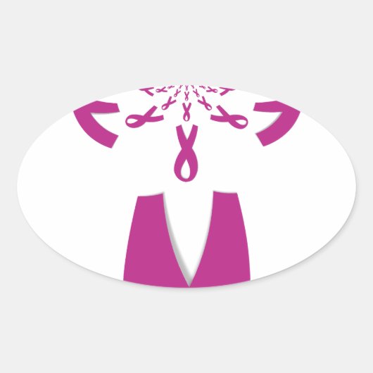 Roze linten Borstkanker Bewustzijn Art Print Ovale Sticker (Voorkant)