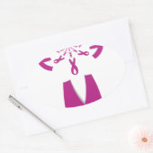 Roze linten Borstkanker Bewustzijn Art Print Ovale Sticker (Envelop)