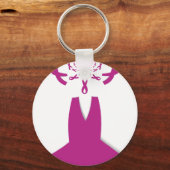 Roze linten Borstkanker Bewustzijn Art Print Sleutelhanger (Voorkant)