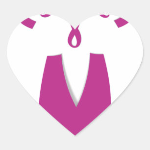 Roze linten borstkanker bewustzijnskunstprint hart sticker