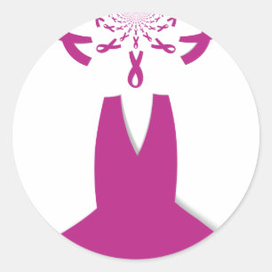 Roze linten borstkanker bewustzijnskunstprint ronde sticker