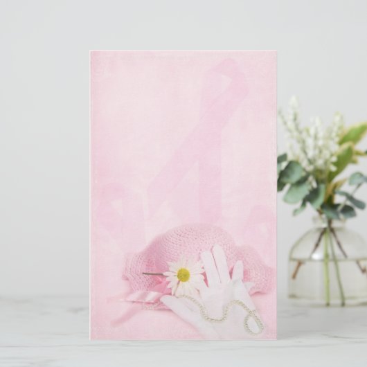 Roze linten briefpapier (Staand voorkant)