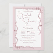 Roze linten bruids douche uitnodiging (Voorkant)