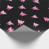 Roze linten Butterflies voor Survivor Cadeaupapier (Hoek)