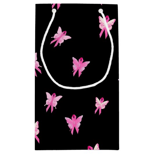 Roze linten Butterflies voor Survivor Klein Cadeauzakje (Achterkant)