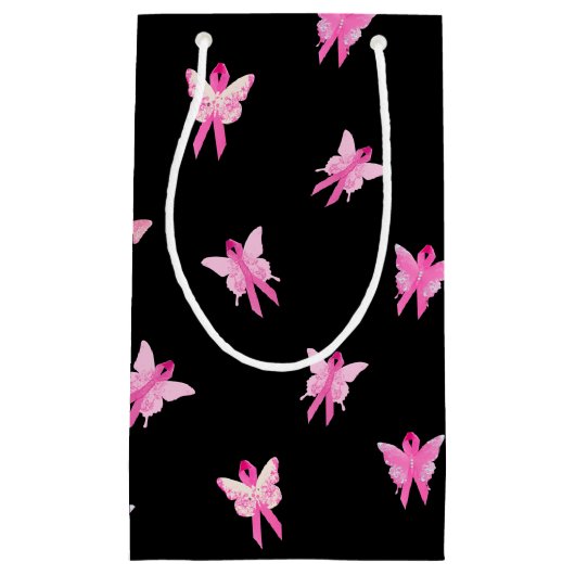 Roze linten Butterflies voor Survivor Klein Cadeauzakje (Voorkant)