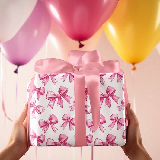 Roze linten  cadeaupapier